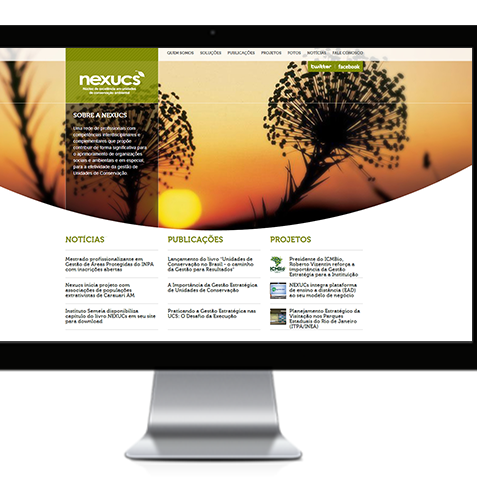 Website institucional do NEXUCS para unidades de conservação