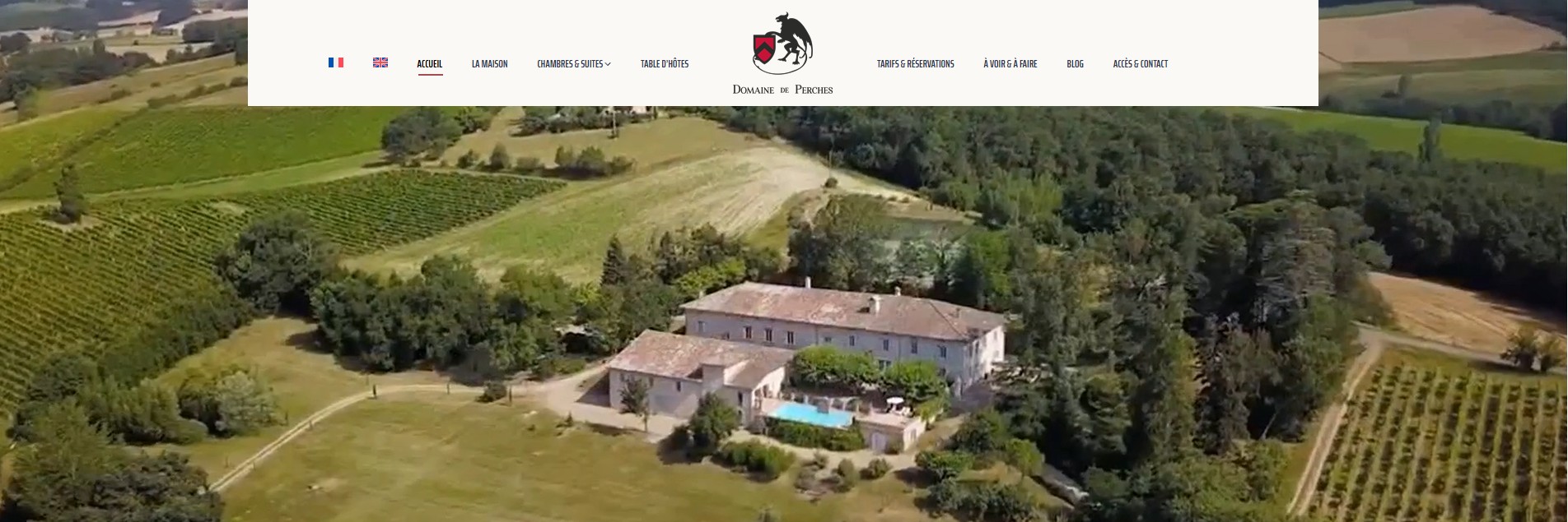 Website institucional Domaine de Perches desenvolvido pela Alínea Conecta