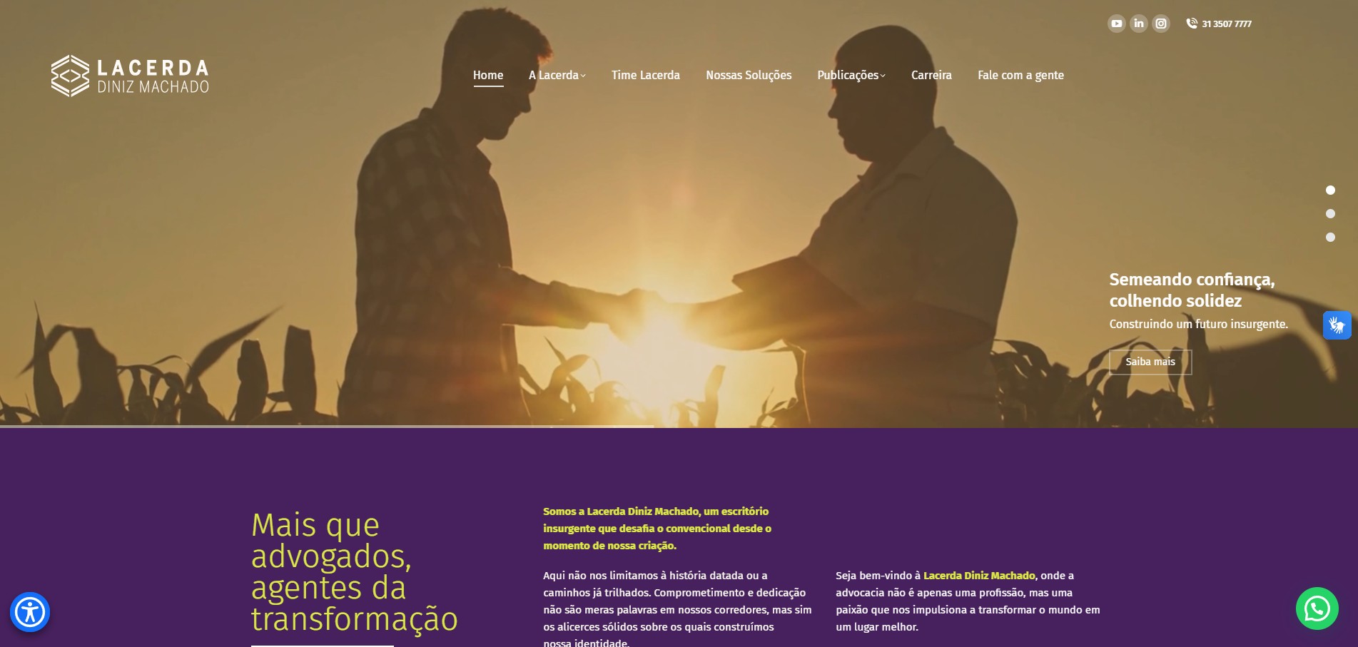 Website institucional da Lacerda Diniz Machado desenvolvido pela Alínea Conecta