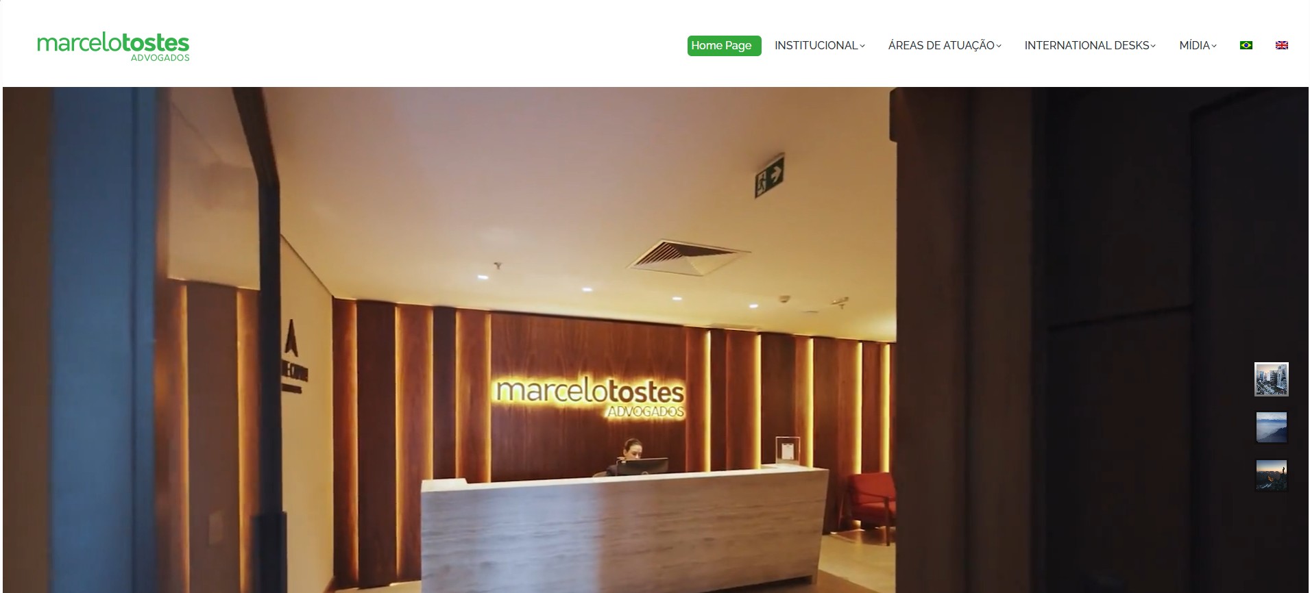 Website institucional do Marcelo Tostes Advogados desenvolvido pela Alínea Conecta