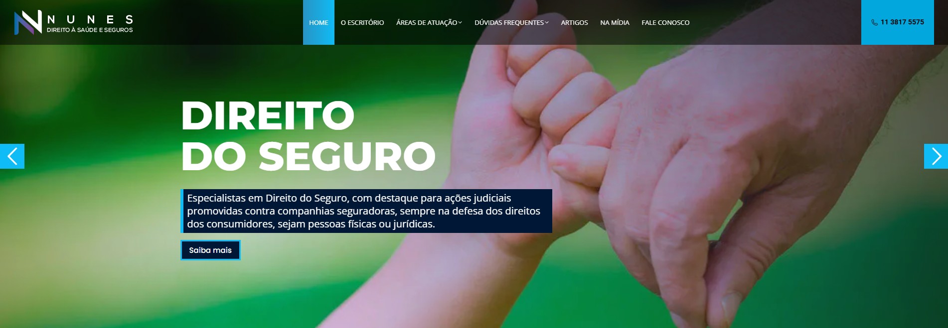 Website institucional da Nunes Law desenvolvido pela Alínea Conecta