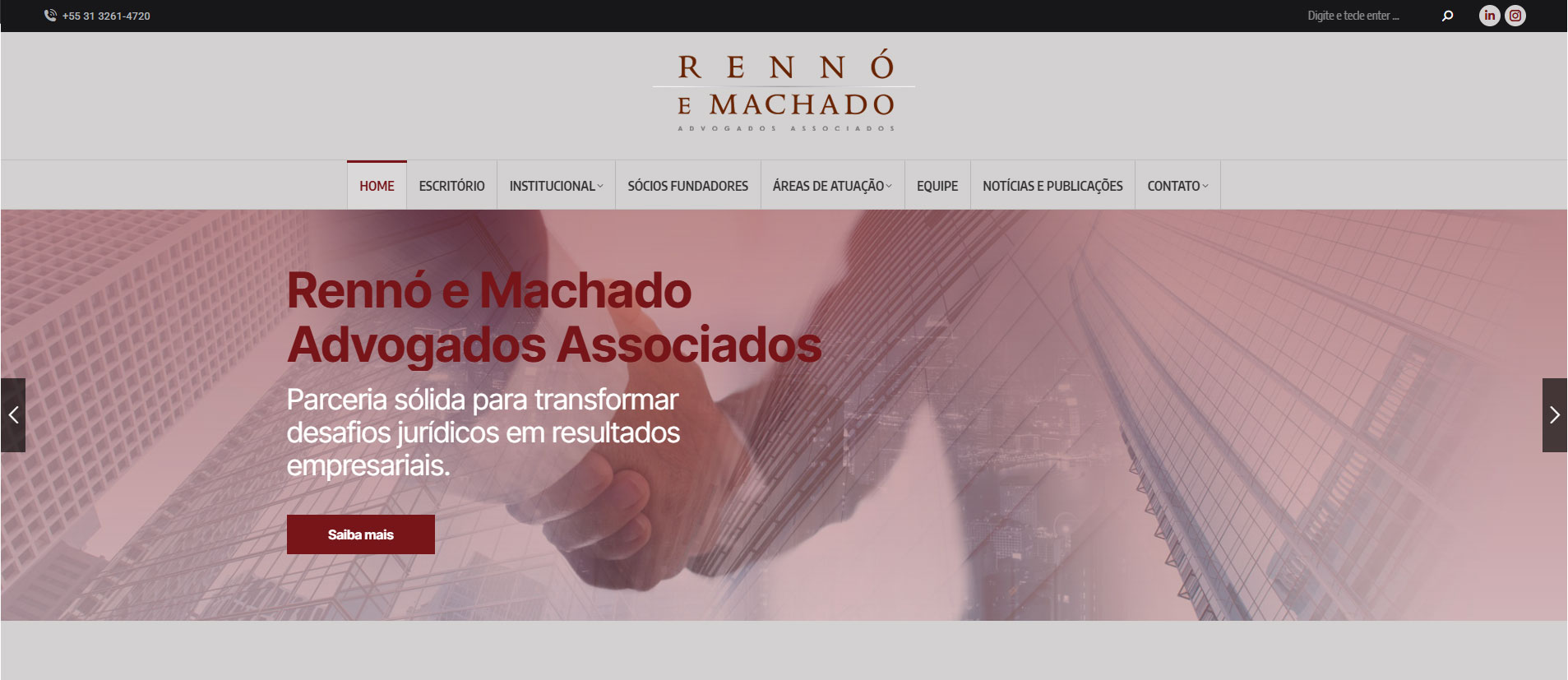 Website para escritório de advocacia Rennó Machado desenvolvido pela Alínea Conecta