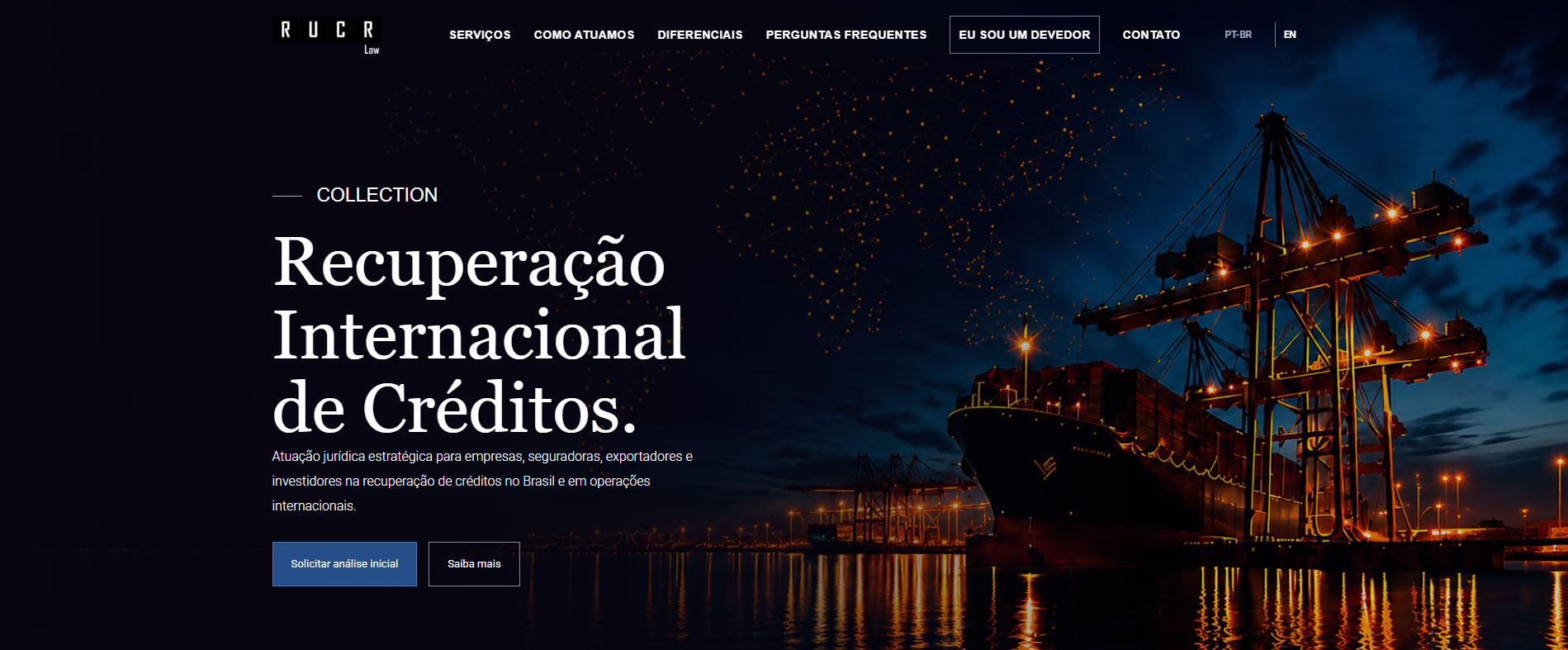RUCR Collection — landing page jurídica desenvolvida pela Alínea Conecta